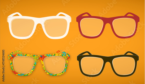Set of fashionable summer sunglasses and eyewear illustration
