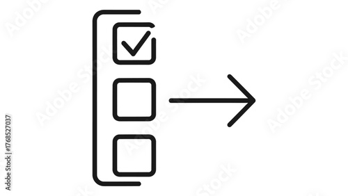 Checklist with a checkmark and arrow indicating progress or completion, on