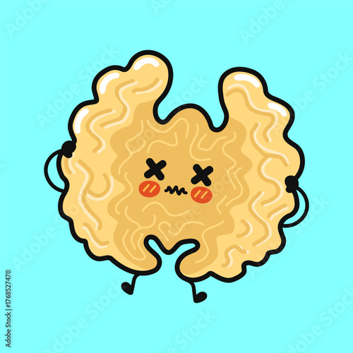 Cute walnut character having a dizzy brain