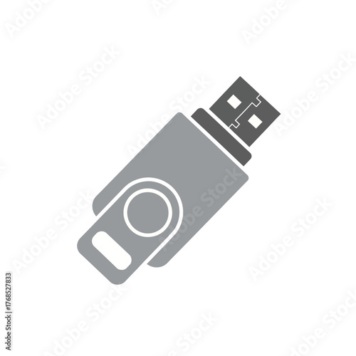 Gray USB Flash Drive for Data Storage and Transfer.