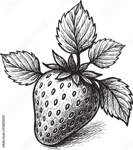 vector illustration of a strawberry black and white, strawberry sketch drawing vector eps file