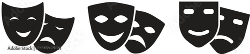Set of Theatre Masks - Comedy and Tragedy Drama Icons