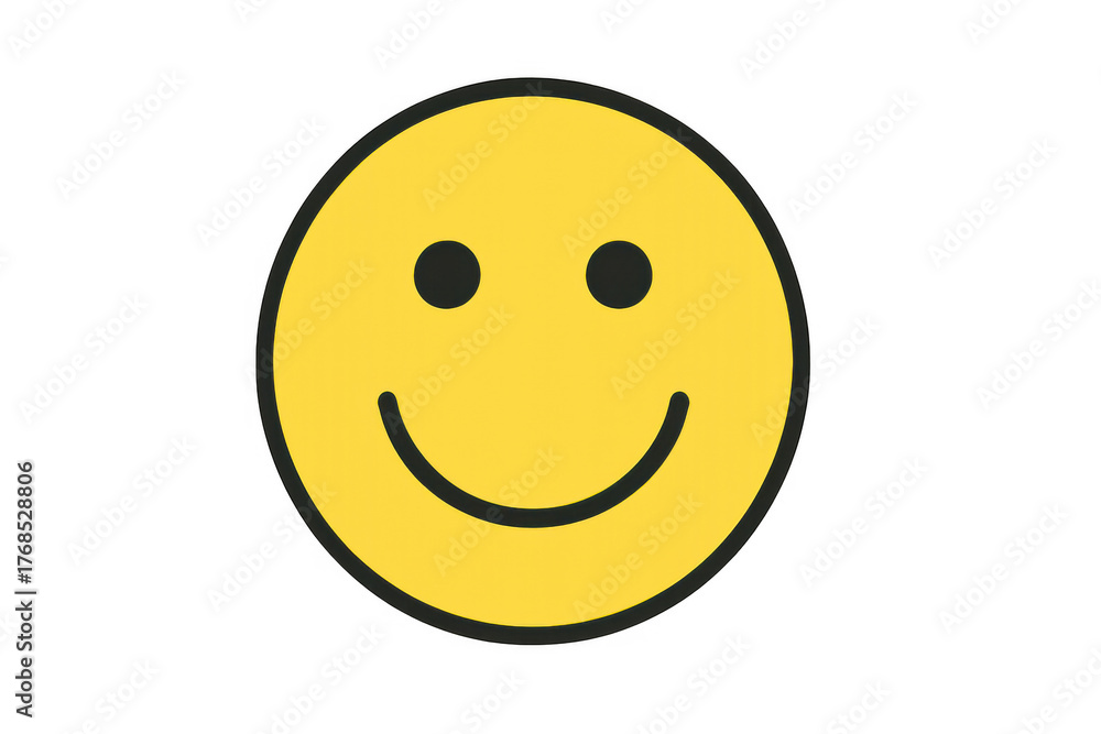 Fototapeta premium Yellow smiley face icon expressing happiness and positive emotion on transparent background