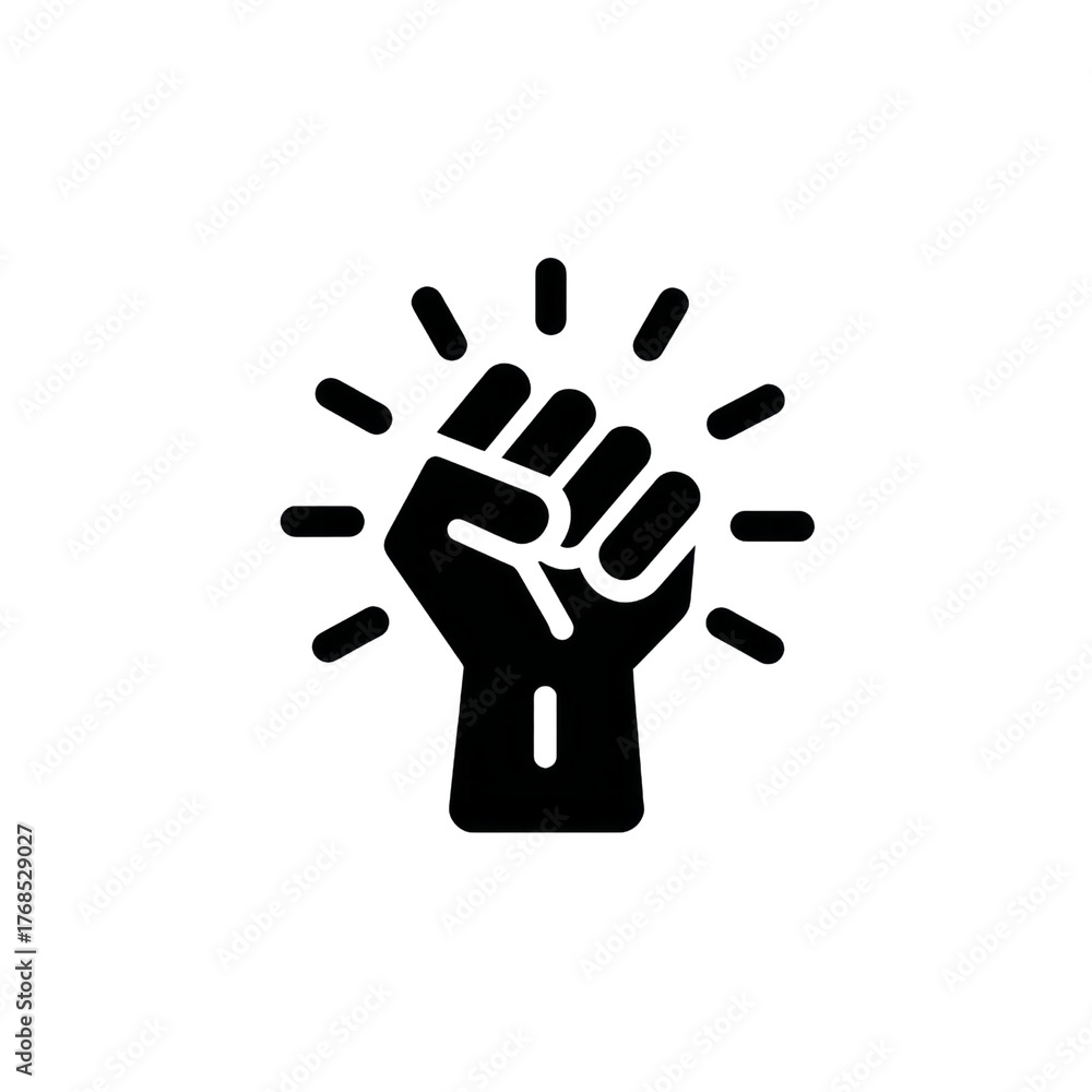 Obraz premium Fist of Resistance: A Symbol of Unity and Rebellion in Dark Silhouette