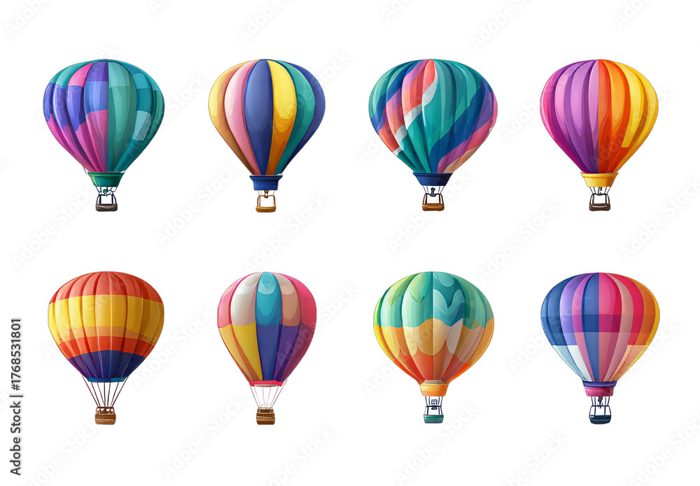 Obraz premium Colorful Hot Air Balloons Flying in Clear Sky Bright and Vibrant Festival Scene