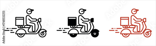 Dynamic Delivery Rider Illustration Vector. Signifying Swift and Reliable Parcel Services, Fast Shipping, Courier, and E-commerce Logistics.