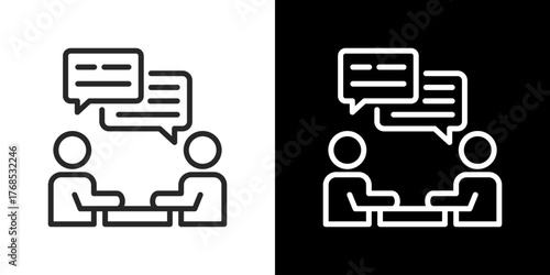 Dialogue Icon Set. Clean Line Design With Light And Dark Versions For Versatile Use.