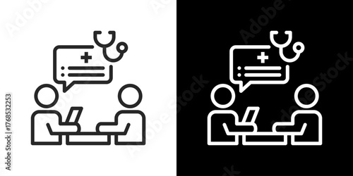 Diagnosis Icon Set. Clean Line Design With Light And Dark Versions For Versatile Use.