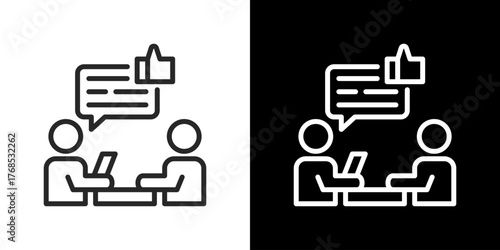 Feedback Icon Set. Clean Line Design With Light And Dark Versions For Versatile Use.