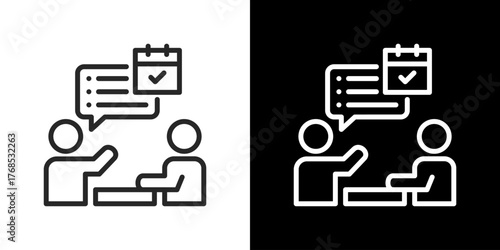 Planning Icon Set. Clean Line Design With Light And Dark Versions For Versatile Use.