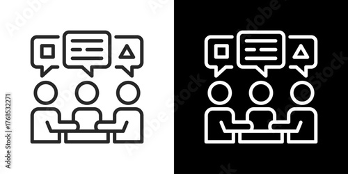 Opinion Icon Set. Clean Line Design With Light And Dark Versions For Versatile Use.