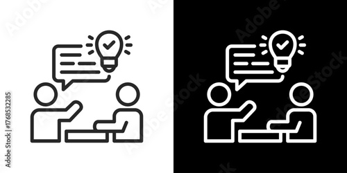 Suggestion Icon Set. Clean Line Design With Light And Dark Versions For Versatile Use.