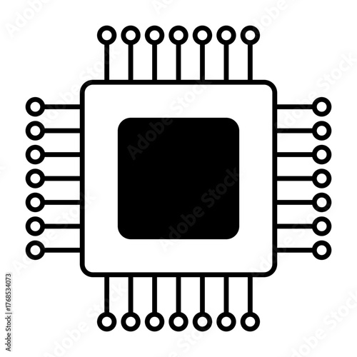 black and white cpu chip icon clip art preview