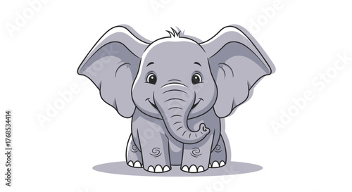 Cute baby elephant cartoon coloring page illustration