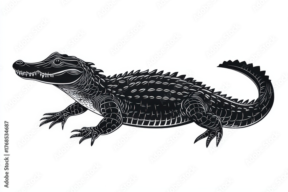 Naklejka premium Detailed crocodile illustration isolated on white background