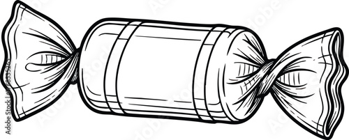 Handdrawn sketch of a wrapped candy sweet treat illustration.