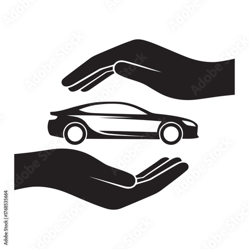 Hands protecting a car, symbolizing car insurance or care