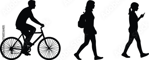 Urban Commute Silhouette Vector