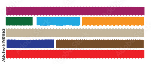 “Colorful Rectangular Ribbon Banner Set – Vector Design Elements with Zigzag Edges for Labels, Headings, Web Graphics, and Modern Infographic Templates”