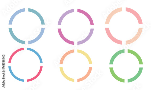 “Colorful Circular Segment Icons – Minimal Infographic Rings for Progress, Loading, or Cycle Diagram Design in Modern Pastel Gradient Style”
