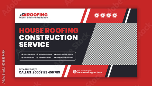 Professional Home Repair and Remodeling Services Horizontal Social Media Banner Template for House Fix, Maintenance, and Construction Work