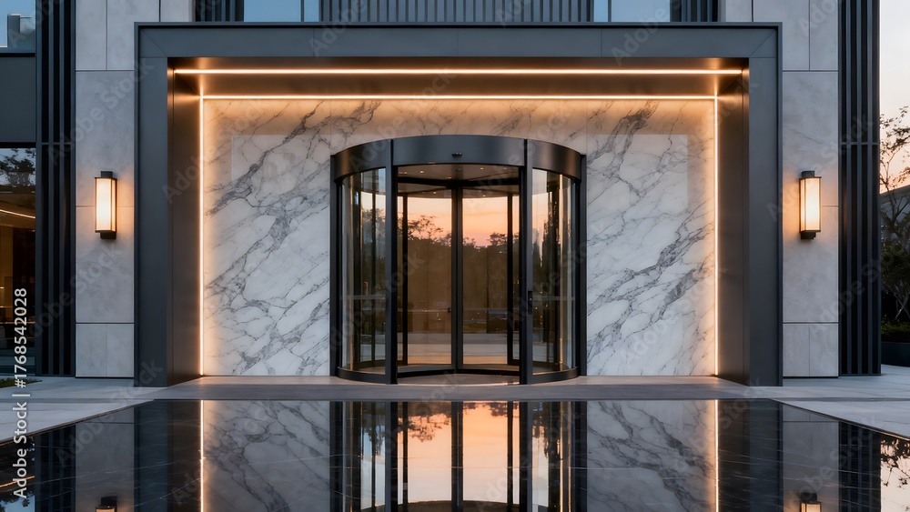 Obraz premium Modern building entrance with marble and glass