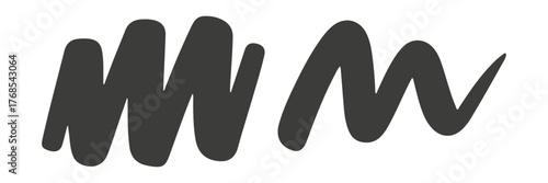 Hand-Drawn Continuous Wavy Line Marker Scribbles - Set of Abstract Graphic Design Brush Elements, Featuring Thick Black Horizontal Strokes. Editable stroke. Vector illustration