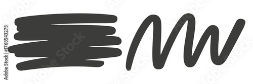 Hand-Drawn Brush Stroke and Scribble Marker Elements - Set of Abstract Graphic Design Swipes, featuring Stacked Horizontal and Wavy Lines. Editable stroke. Vector illustration