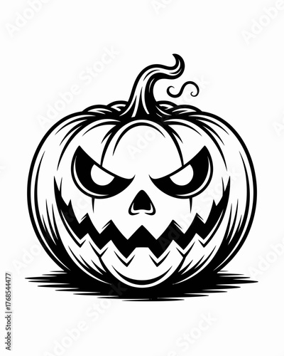 Scary Jack O Lantern Logo, Halloween Pumpkin Icon, Spooky Jackolantern Symbol, Evil Pumpkin Face, Carved Gourd Mark, Creepy Lantern Design, Menacing Pumpkin Graphic, Horror Jack Emblem, Ghoul Grin Log