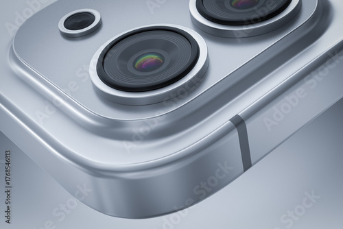 Camera island of modern smartphone. 3d render, generic design phone.