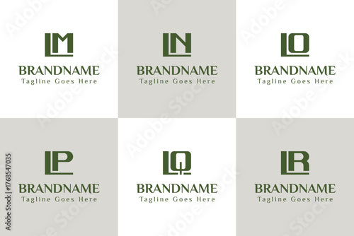 Letters LM LN LO LP LQ LR Monogram Logo, for ML NL OL PL QL RL initials