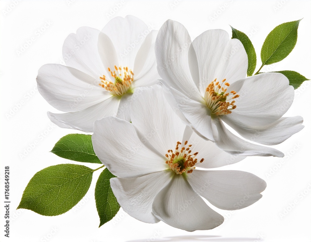 Obraz premium flying white flowers isolated on white background cutout
