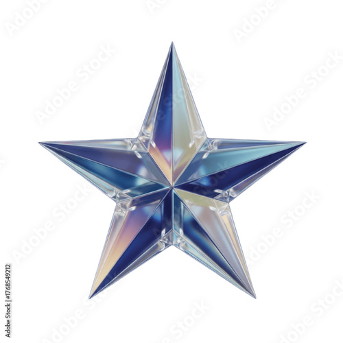 Adobe Illustrator Artwork  Realistic Blue Glass Star - Crystal, Award, Achievement, Luxury, and Christmas Ornament Design  Transparent Background