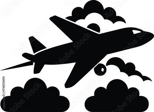 Airplane silhouette in the sky silhouette