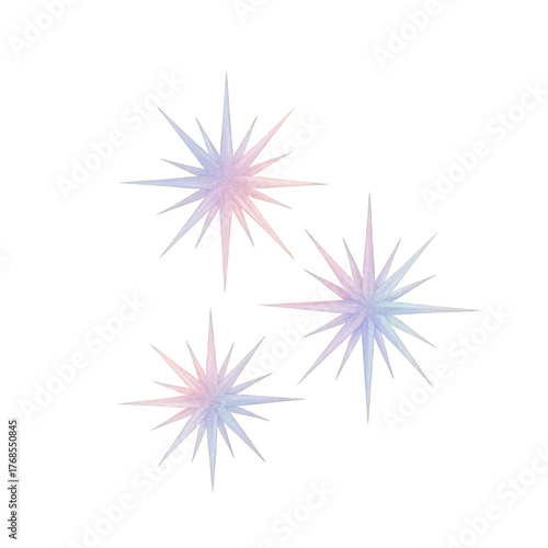 Star Ornaments on Transparent Background, Sparkling Starburst Decorative Element, Holiday Decoration for Gifts and Crafts, Celebration