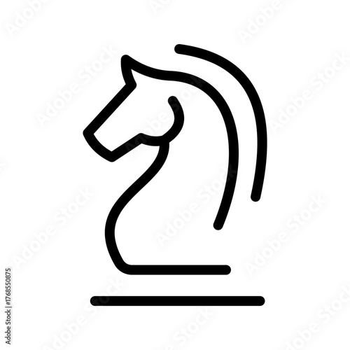 Chess knight strategy icon, tactical move planning outline