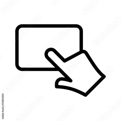  Touchscreen tap icon, finger pressing button outline