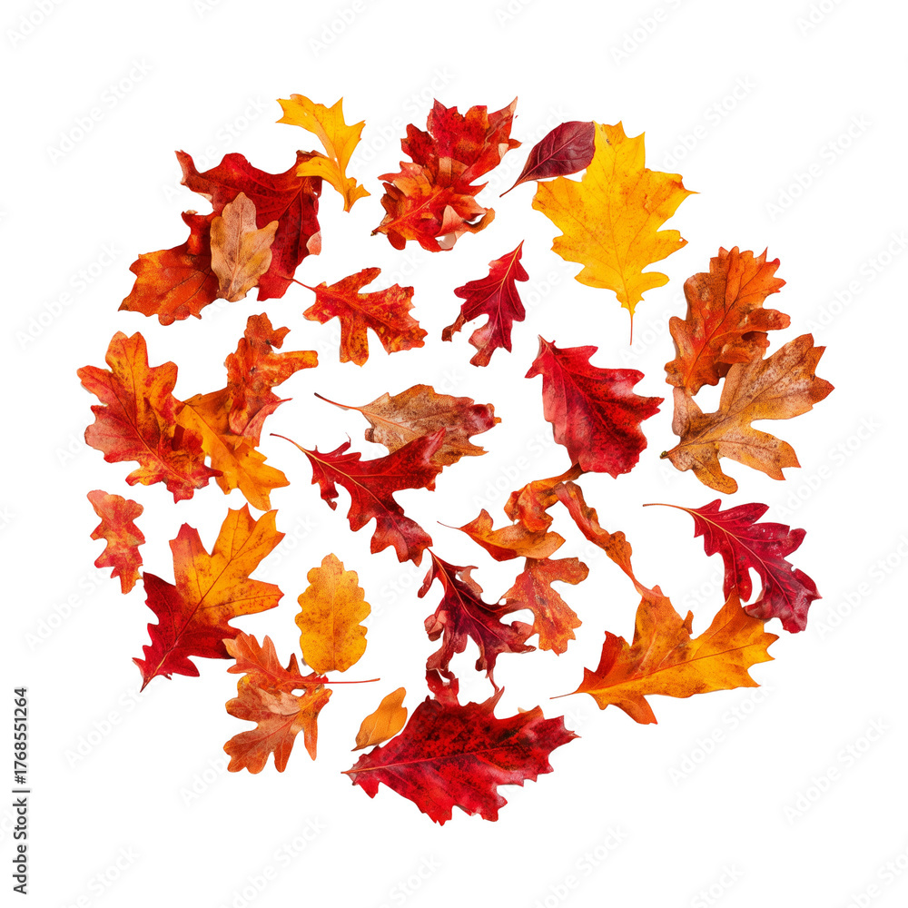 Fototapeta premium Circular composition of autumn leaves with transparent background