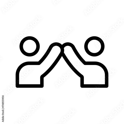 High five icon, teamwork celebration success outline