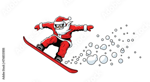 Santa Claus Snowboarding A Festive Vector Illustration for Winter Celebrations