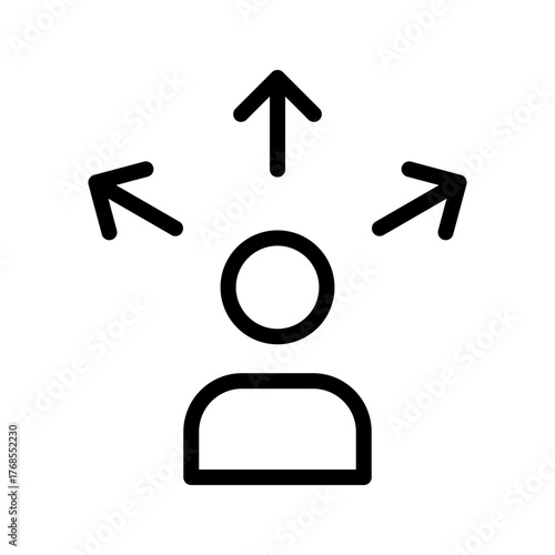  User outreach icon, person with expansion arrows outline