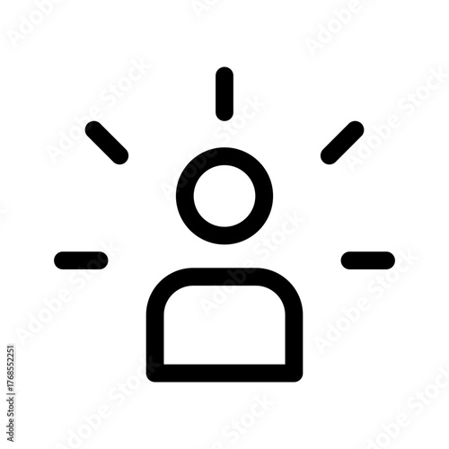 User spotlight icon, person highlight attention outline