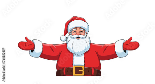 Festive Santa Claus Vector with Open Arms Greeting Christmas Spirit