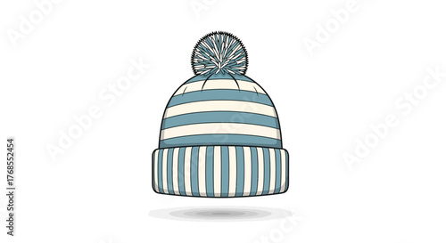 Winter Hat Vector Illustration Striped Beanie Design for Seasonal Comfort - Creative Digital Art