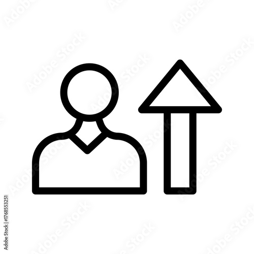  User promotion icon, employee upgrade upward arrow outline