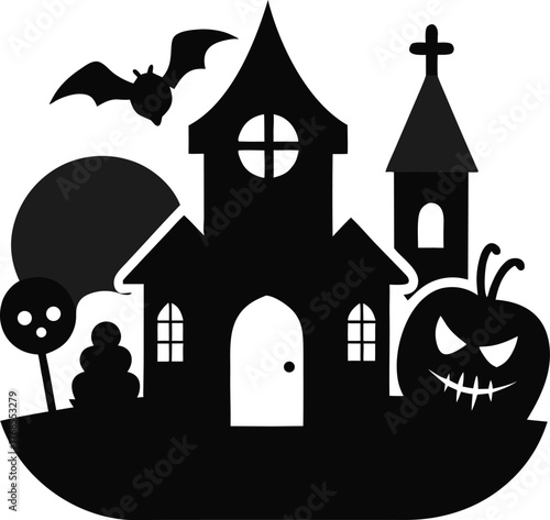 spooky but cozy theme halloween  lifestyle silhouette vector icon on white background