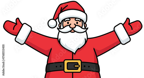 Cheerful Santa Claus Vector Illustration Extending Warm Welcome, Perfect for Holiday Season Greetings, Festive Celebrations, and Winter Design Projects