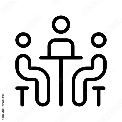 Mediation meeting icon, negotiation at table outline
