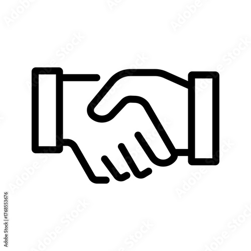 Handshake icon, partnership agreement cooperation outline