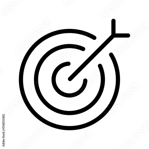  Bullseye target icon, goal achievement accuracy arrow outline